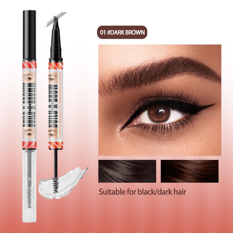Eyebrow Enhancers Cosmetics LANZHIYUE Double Headed Four Pronged Eyebrow Pencil + Eyebrow Shaping Cream Quick Drying Waterproof Liquid Eyebrow Pencil_voghion.com
