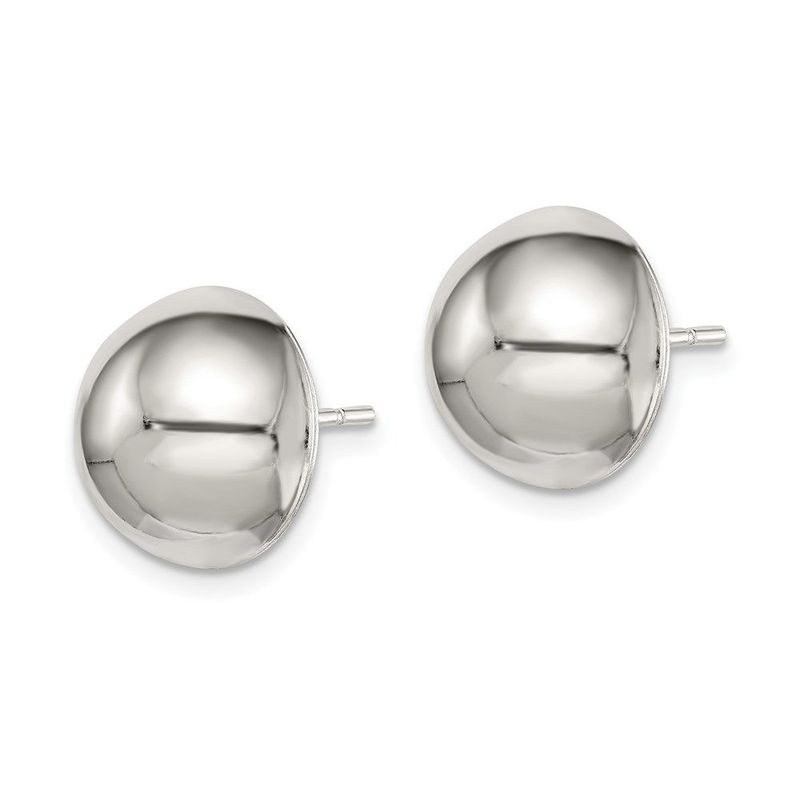 Sterling Silver Polished 12mm Button Earrings_voghion.com