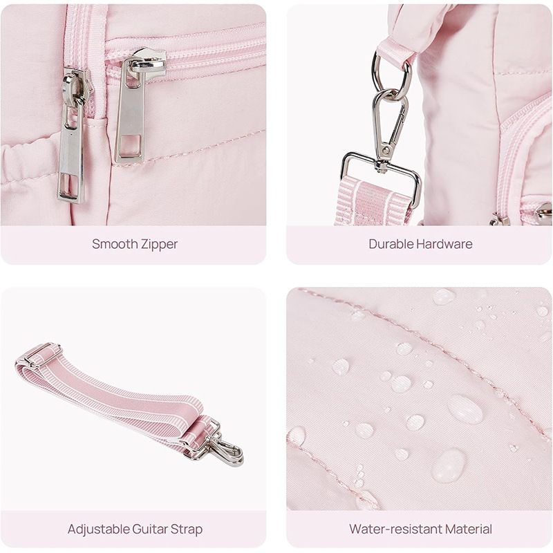 Sac à bandoulière pour bouteille d'eau pour femme – Pochette d'hydratation en tissu respirant pour la randonnée et le cyclisme, sangle réglable pour bouteilles de 940 ml (noir/beige/mauve)_voghion.com