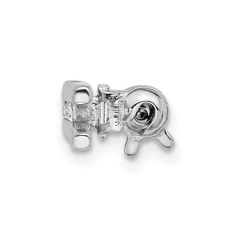 Sterling Silver Rhodium-plated Brushed CZ Bar Pin Brooch_voghion.com