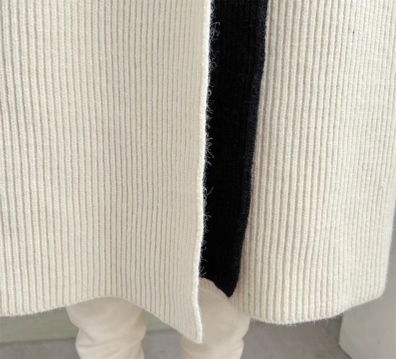 Cardigan lungo con cappuccio oversize da donna - Cappotto spolverino a strati in maglia spessa con dettaglio cintura, comodo capo invernale a strati in beige/grigio/nero_voghion.com