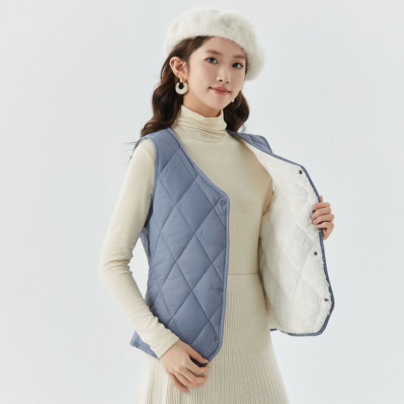 Women's Clothing Shanxuan Autumn Winter Short Fleece-Lined Inner Liner Warm Home Comfortable Simple Women's Vest 8021_voghion.com