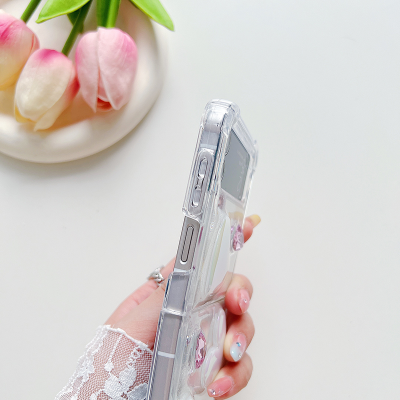 Samsung Flip 3 4 5 3D Laser Love Heart Phone Case For Galaxy Z Flip3 ZFlip4 5G Soft Shockproof Back Cover_voghion.com