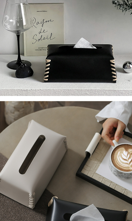 Paper tissue box, leather living room, light luxury style, high-end design sense, coffee table, table decoration, household use_voghion.com
