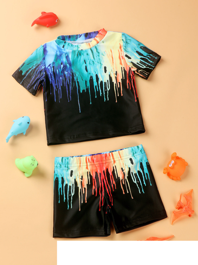 Traje de baño para niños de Mother&Kids, tendencia, traje de baño estampado colorido de dos piezas para niños_voghion.com