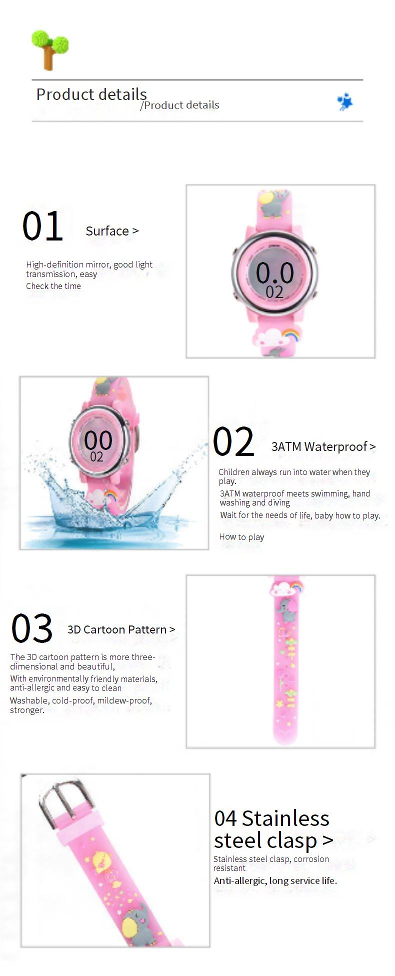 Orologio per bambini Orologio elettronico sportivo con sveglia, impermeabile, a LED, per studenti e bambini_voghion.com
