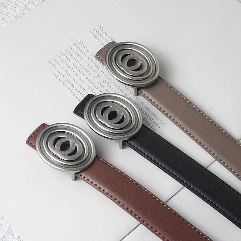 Real leather silver buckle waist belt, women's flower waist belt, slimming effect, cowhide women's pants with sweater matching, fashionable_voghion.com