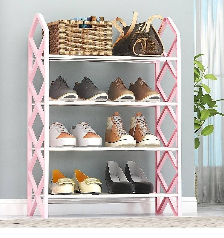 Scarpiera moderna in tubo d'acciaio - Organizzatore per scarpe salvaspazio a 4 livelli per appartamento/dormitorio. Facile da montare, senza bisogno di attrezzi._voghion.com