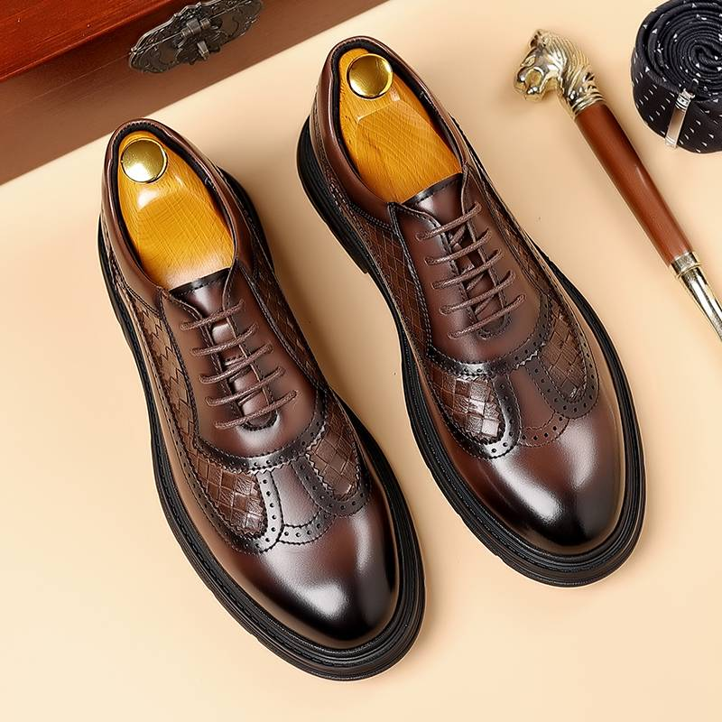 Pantofi Derby la modă pentru bărbați, negri, britanici, de afaceri, formali, cu șireturi, din piele, maro, britanic, pentru banchet, pantofi din piele de mireasă_voghion.com