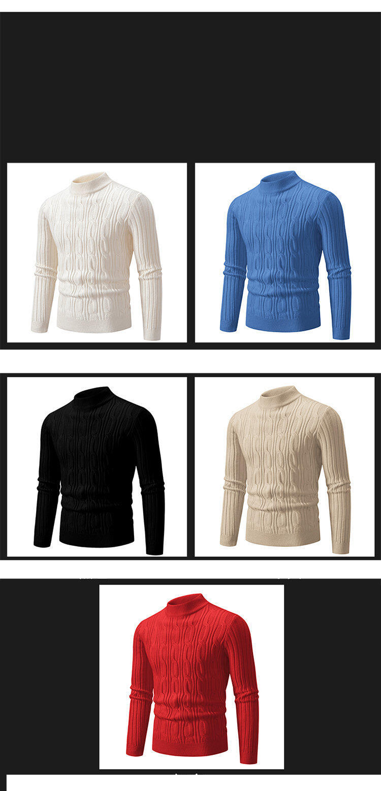 Trendiger Oversize-Pullover für Herren – Pullover mit Vintage-Zopfmuster | Weiche Polyestermischung | Maschinenwaschbar | Größen (Weiß/Schwarz/Rot/Khaki/Blau)_voghion.com