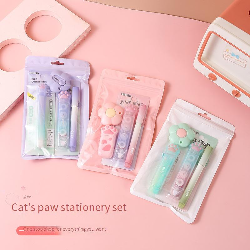 Pastel Macaron Stationery Set - Cute Pencil Case With Highlighters & Notebook Accessories For Students, Journaling & Gift Giving_voghion.com