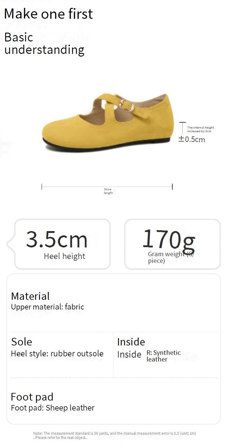 Cameido Sweet Round Toe Suede Cross Strap Mary Jane Shoes, 2025 Autumn Inner Elevator Shallow Single Shoes Ballet Flats_voghion.com