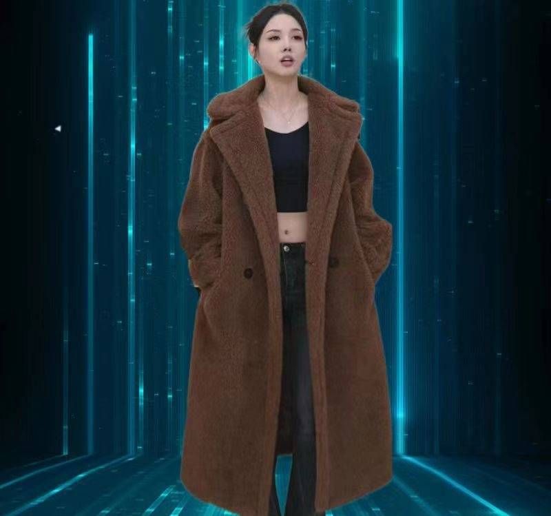 Langer Teddybär-Kunstpelzmantel für Damen – Übergroße Plüsch-Sherpa-Jacke (7 Größen)_voghion.com