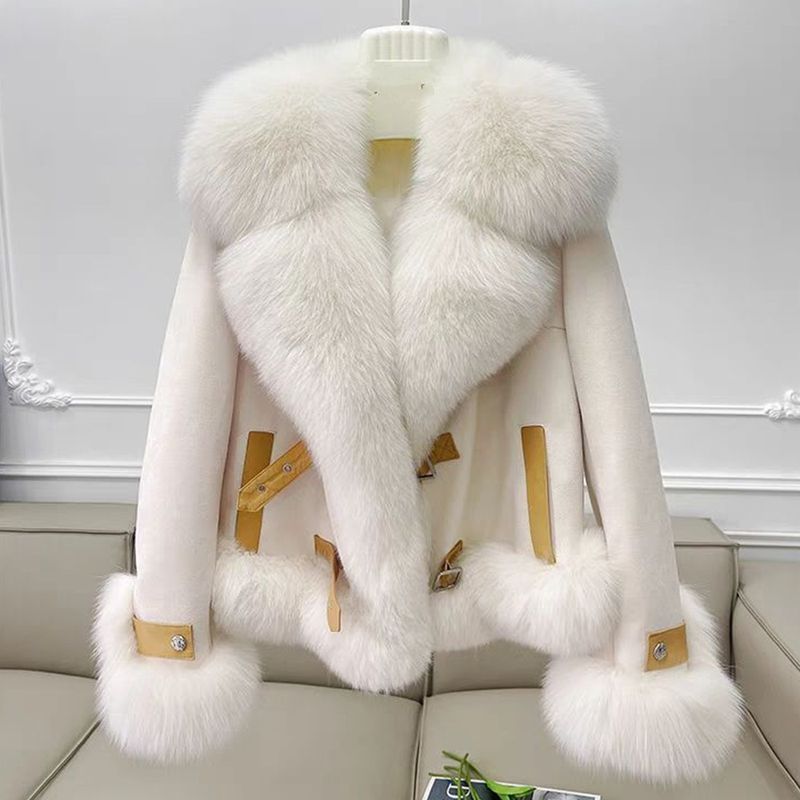 "Kunstpelzbesetzte Pufferjacke – Gesteppter Kurzmantel mit V-Ausschnitt (S-XL, Beige/Khaki/Pink/Matcha)"_voghion.com