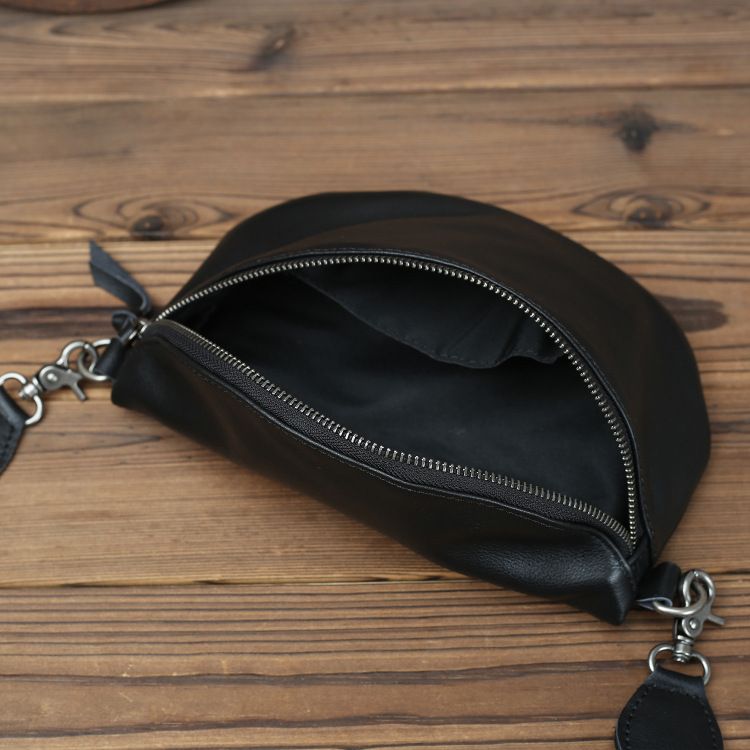 New Trendy Super Soft Genuine Leather Women's First Layer Cowhide Black Versatile Chest Single Shoulder Crossbody Phone_voghion.com