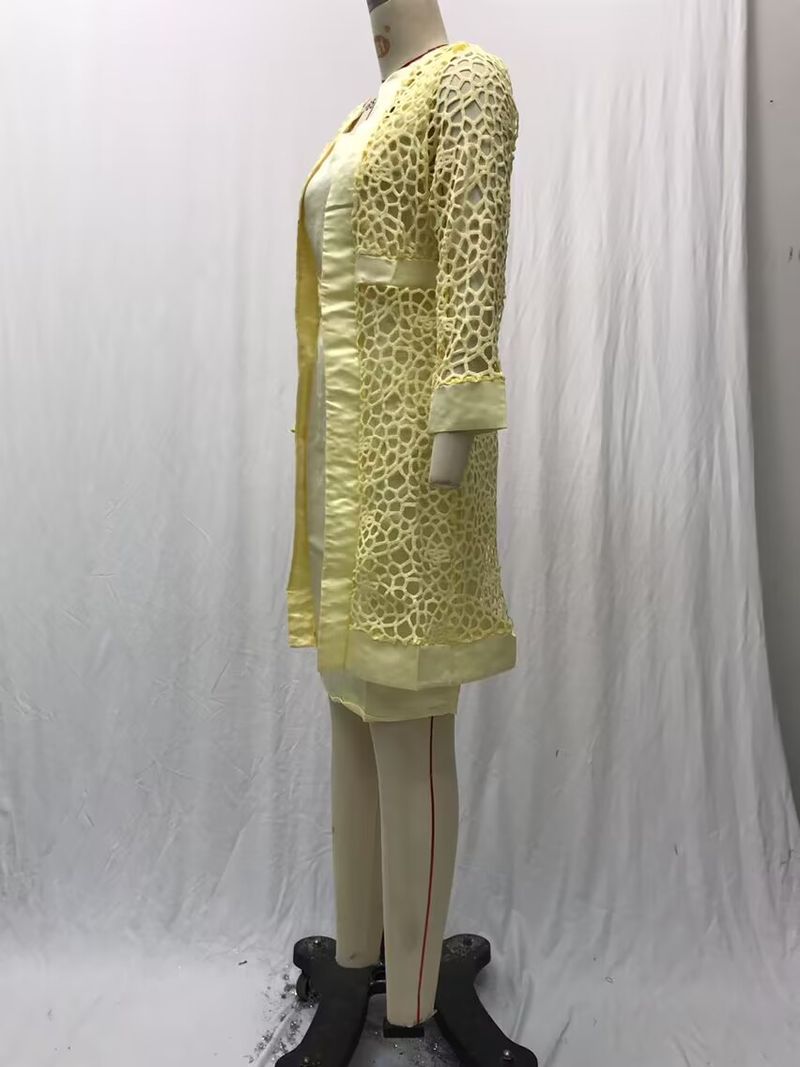 Vêtements pour femmes, robe cardigan en dentelle colorée, manteau deux pièces_voghion.com