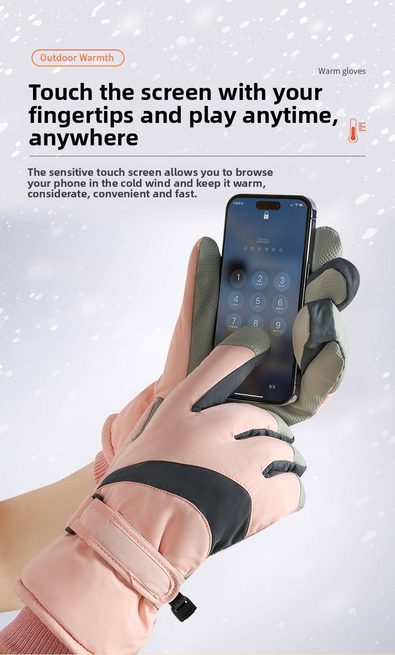 Ski Gloves For Men And Women Couples Winter Cotton Warm Fleece Thickened Electric Bike Windproof Waterproof Outdoor_voghion.com