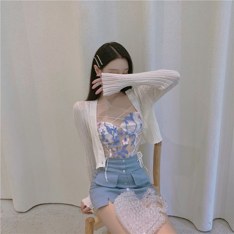 Women's Clothing Hot Selling Women's Classic Embroidered Mesh Straps Cross Waist New One-piece Underwear_voghion.com