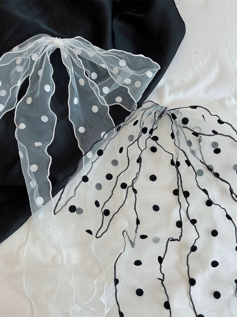 2025 New Organza Polka Dot Long Summer Women's Silk, Sheer, Lightweight, Atmospheric, Versatile Ribbon_voghion.com