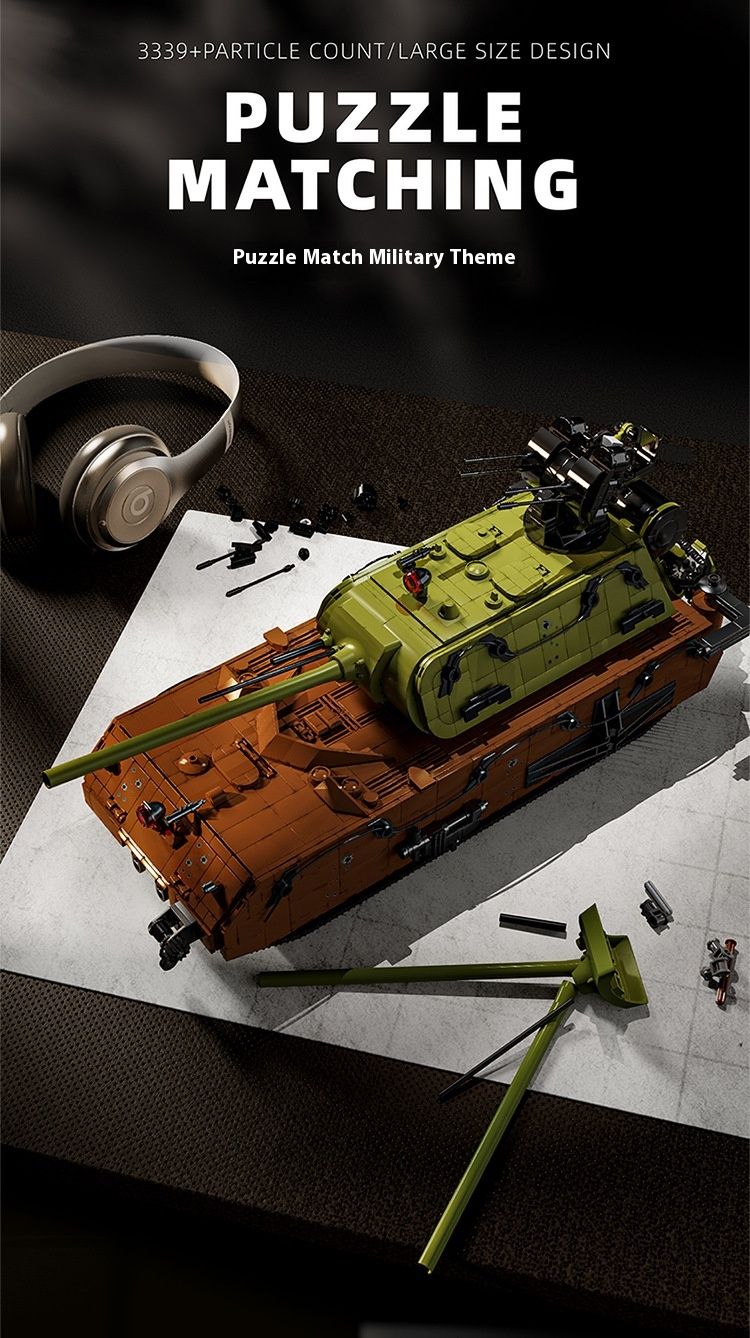 12GO98001-2 Modèle de char super lourd de style souris allemande, jouet de construction à assemblage de puzzle de haute difficulté_voghion.com
