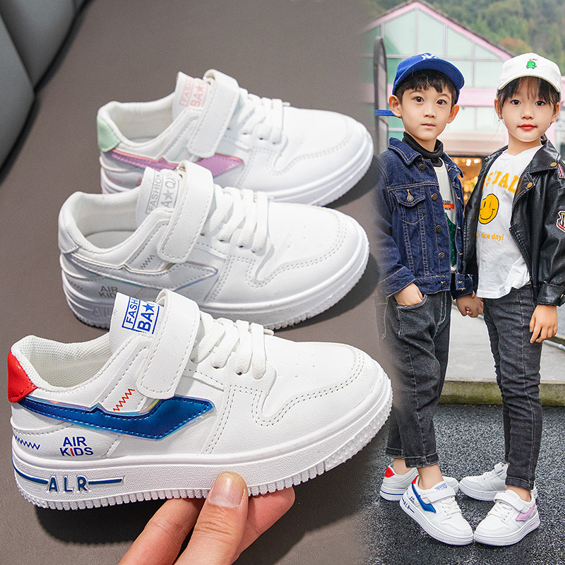 Petites chaussures blanches en cuir à semelle souple pour filles, chaussures de sport pour enfants, taille moyenne, nouvelle collection printemps et automne_voghion.com