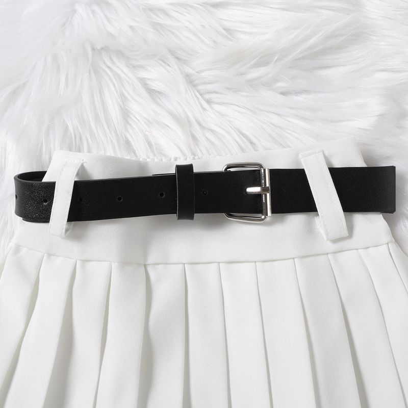 Summer children's solid color suspender wrap vest pleated short skirt belt trendy girl set_voghion.com