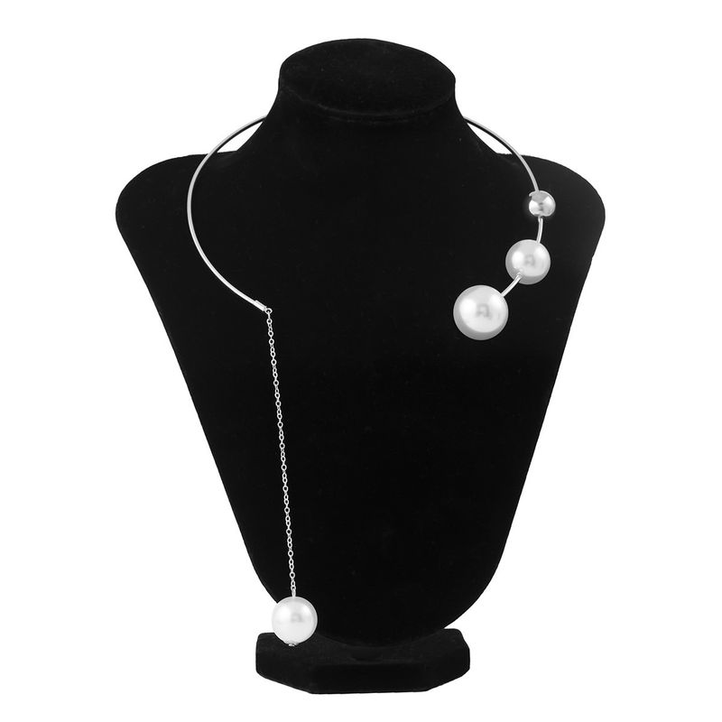 New Minimalist Geometric Personalized Round Bead Collarbone Chain with Niche Design, Open Collar, Cool Style Pearl Necklace_voghion.com