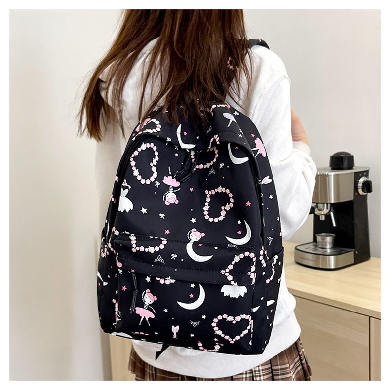 2024 New Heart Cute Pink Series Zaino di grande capacità Borsa da scuola per ragazza morbida stampata su Instagram_voghion.com