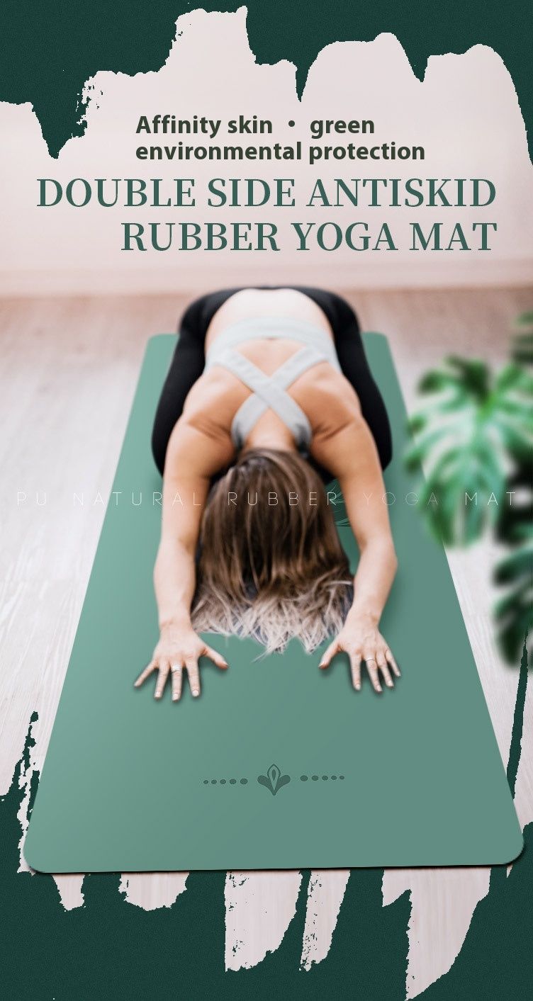 Naturgummi PU yoga anti-skrid og svedabsorberende fitnessmåtte, udvidet træningscenter, lotus holdning linje stil_voghion.com