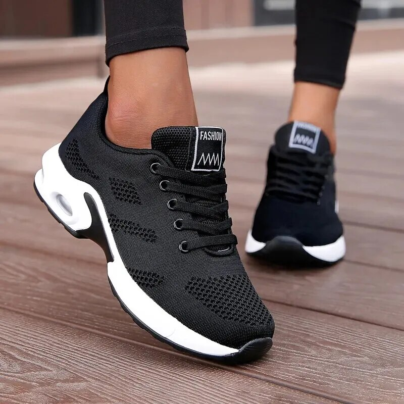 Pantofi sport cu platformă plată Mercury, respirabili, casual, cu plasă, pentru femei, Tenis, pantofi vulcanizați pentru sală, albi, pentru femei_voghion.com