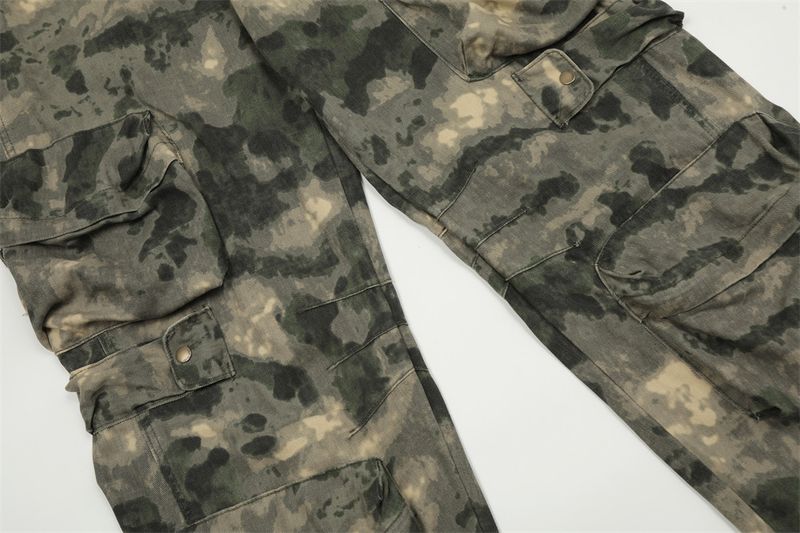 Clothing Mountain Outdoor Multi Pocket Workwear Tie Dye Camouflage Men's Trendy Functional Tactical Pants Loose Straight_voghion.com