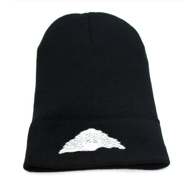 Nuovo cappello da sci autunnale e invernale con teschio e ali ricamate, in maglia, da uomo e da donna, caldo cappello di lana per l'esterno_voghion.com