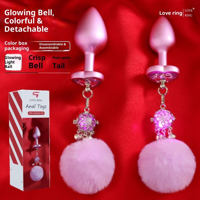 LuvBox LoveRing Love Ring Back Court Plug anale indossabile a forma di coda di coniglio con luce e campanello, staccabile, di piccole dimensioni, erotico SM_voghion.com