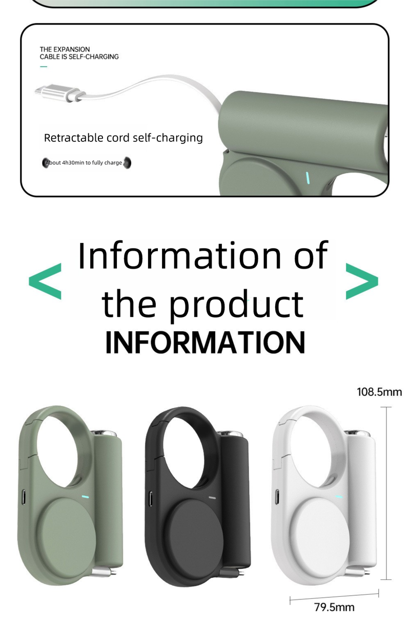 Creative Retractable Built-in Cable Outdoor Bank Fast Charging Compact Portable 5000mAh Mobile Power Gift_voghion.com
