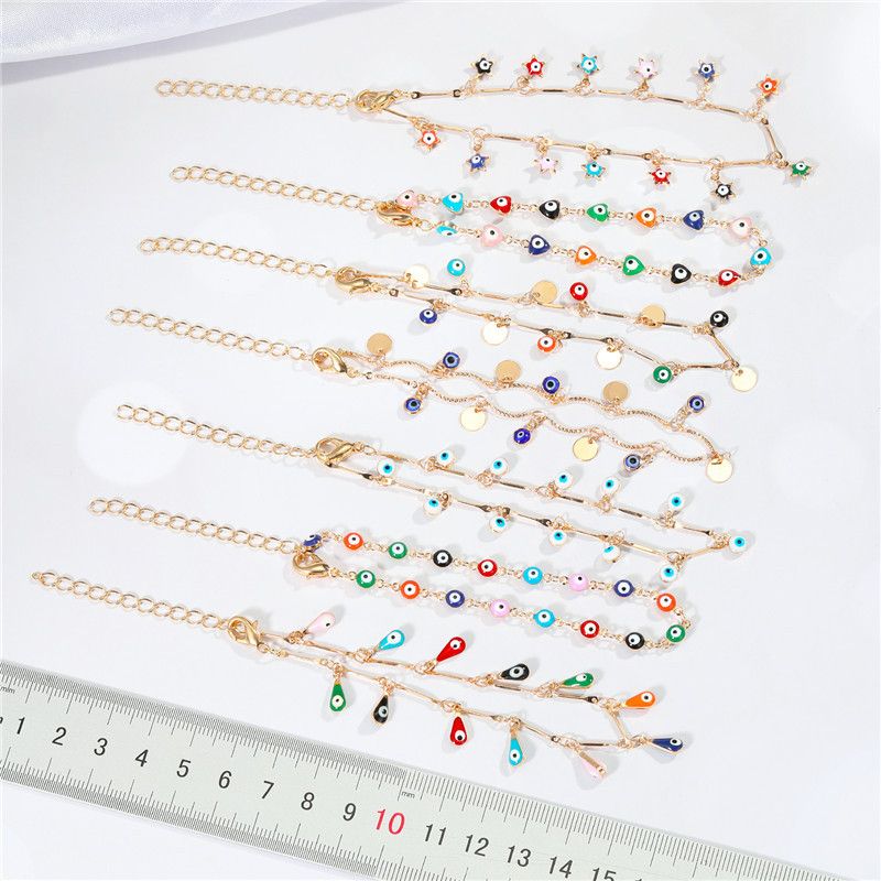 Bijoux transfrontaliers européens et américains, nouveaux bijoux de personnalité, couleur, forme irrégulière, bracelet de cheville, pêche, cœur, forme ronde en forme de larme, ornements de pied_voghion.com