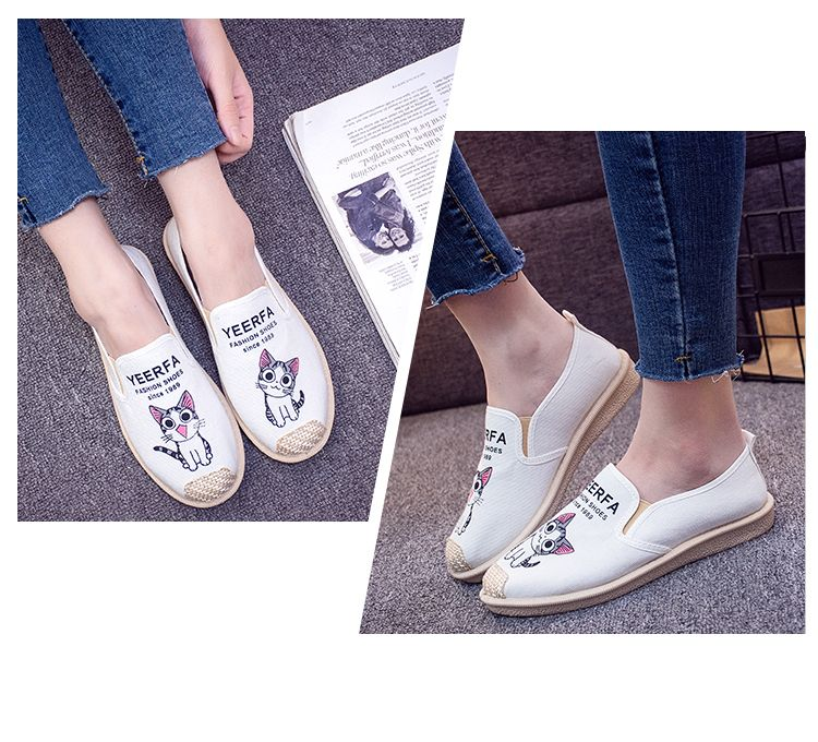 Primavera ed estate Vecchia stoffa di Pechino Studentessa Versione coreana Tela Traspirante Casual Bambini Calci Pigri Singoli_voghion.com