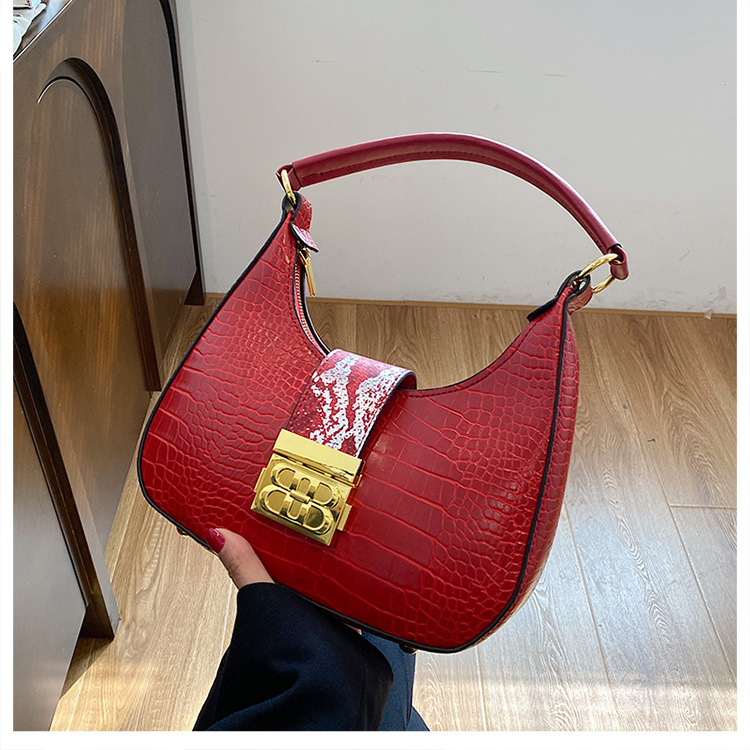 Cross-border women's bag 2023 new simple fashion shoulder bag retro crocodile pattern ladies underarm Messenger bag bags_voghion.com