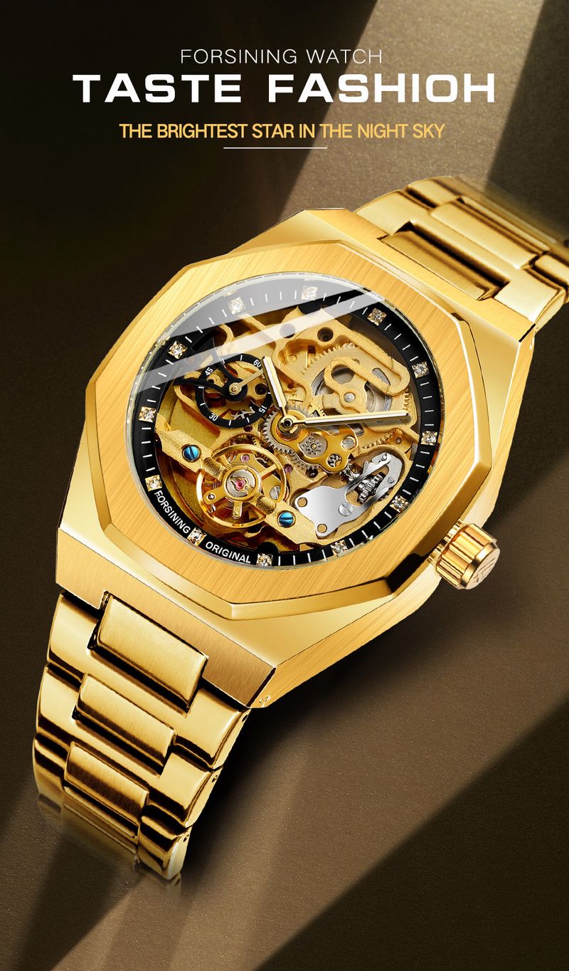 Men's Automatic Mechanical Watch With Luminous Hands, Three Subdials, And Day Display - Stainless Steel Band Six Pin Week Steel Belt Mechanical Watch_voghion.com