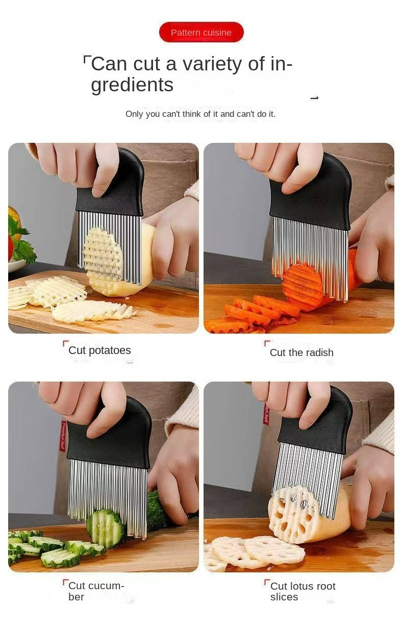 Edelstahl Kartoffel Wellenförmige Cutter Küche Werkzeug Französisch Fry Crinkle Cutter Slicer_voghion.com