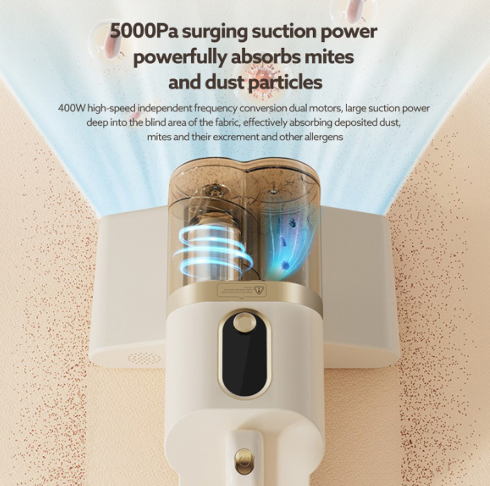 PSMZ01 Aspirador de pó portátil para ácaros 400 W de potência 15 kpa aspirador de pó potente BLDC55 capacidade de pó 0,4 L aspirador de pó portátil para limpeza de colchões_voghion.com