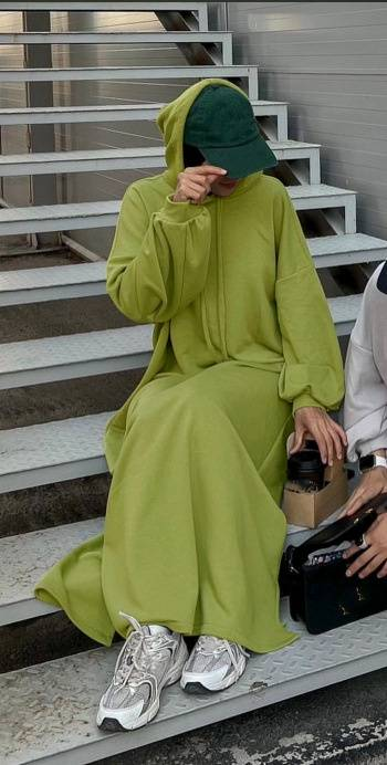 Women's Clothing Solid Color Hooded Sweater Dress_voghion.com