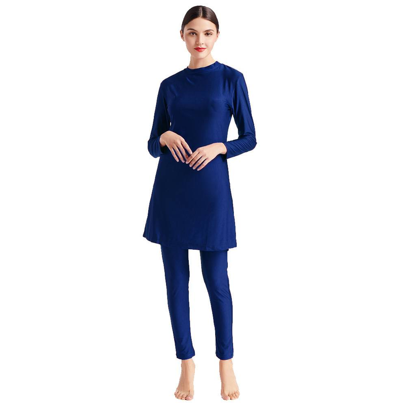 Maillot de bain conservateur pour femme, ensemble de maillot de bain trois pièces, foulard et chapeau M098_voghion.com