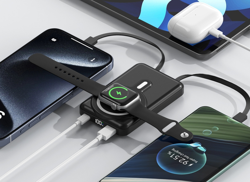 New Power Bank With Lightweight Metal Phone Holder And 10000mAh Large Capacity Wireless Power Bank With Cable_voghion.com