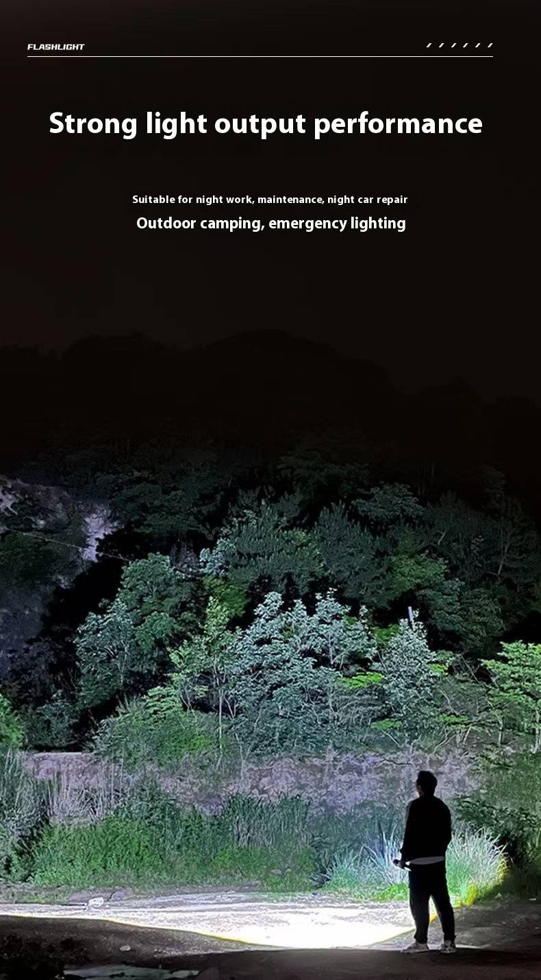 Tactical Aluminum Flashlight - High-Power Zoomable Laser Beam With Digital Display, Rechargeable & Waterproof For Outdoor, Camping, Emergency_voghion.com
