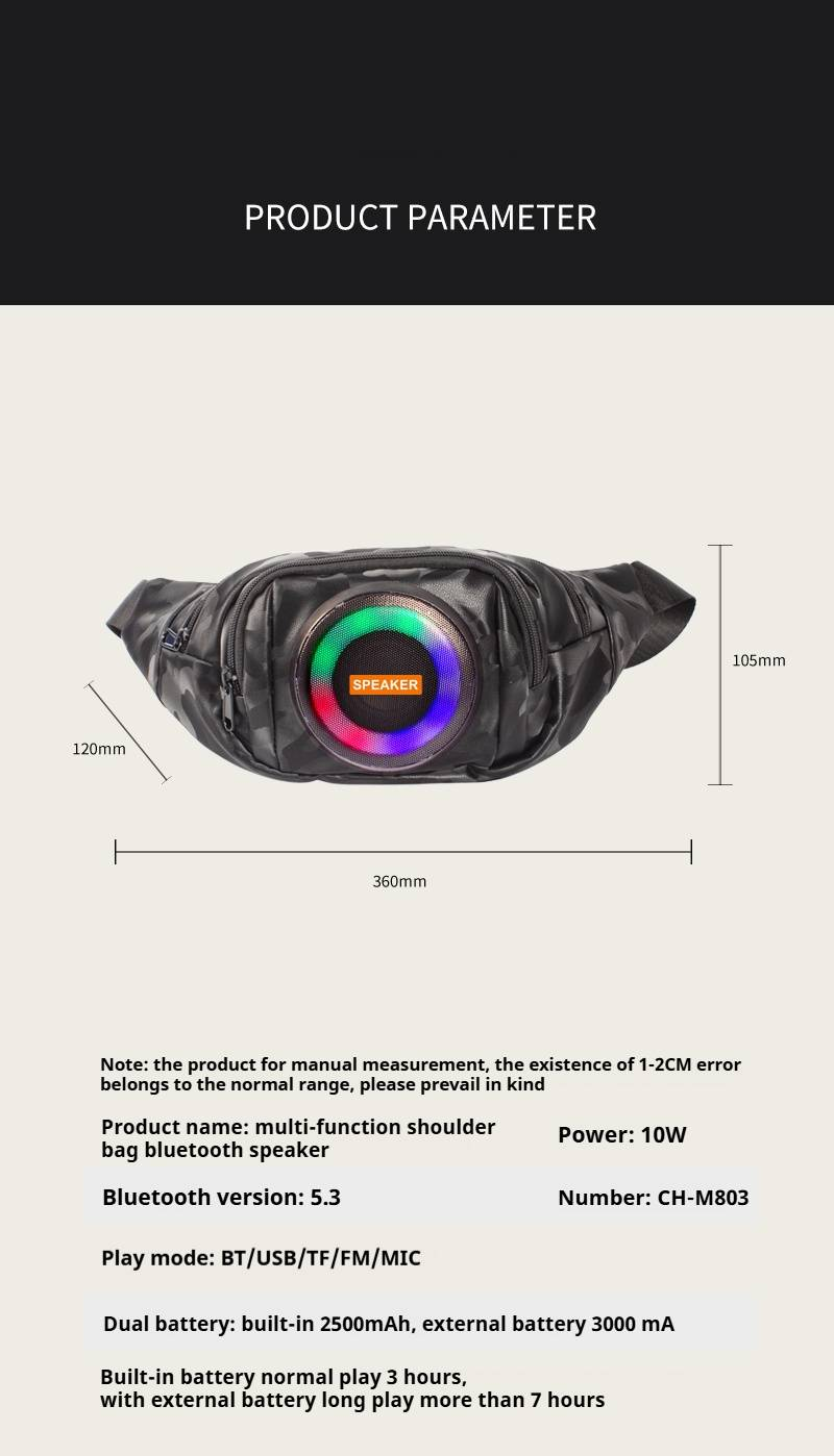 Muti-function Bodypack Bag Bluetooth Speaker Waterproof Battery LED Lights Radio Audio Amplifier Flashlight Charger Work Leisure Best Gift 03_voghion.com