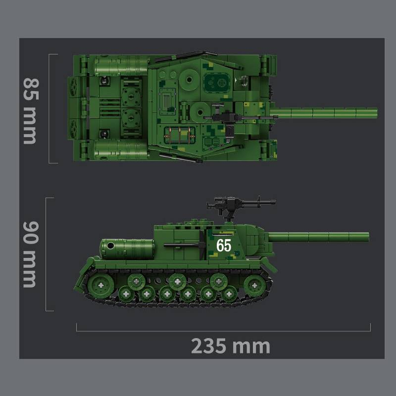 WW2 Military Classic Model Soviet ISU-152 Self Propelled Anti Tank Artillery Building Blocks Bricks Toys_voghion.com