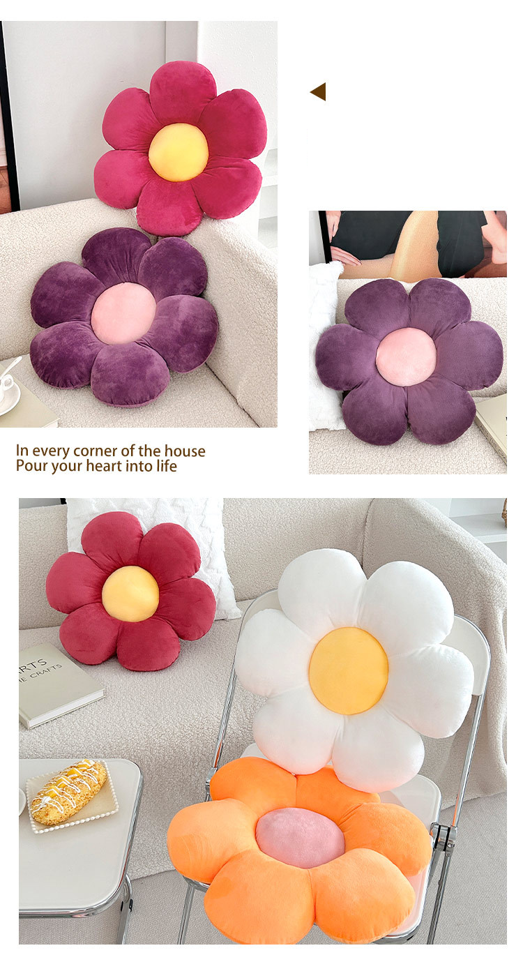 Plüschkissen mit Gänseblümchen-Motiv – süßes, flauschiges Sonnenblumenkissen für Sofa/Erkerfenster/Bett_voghion.com