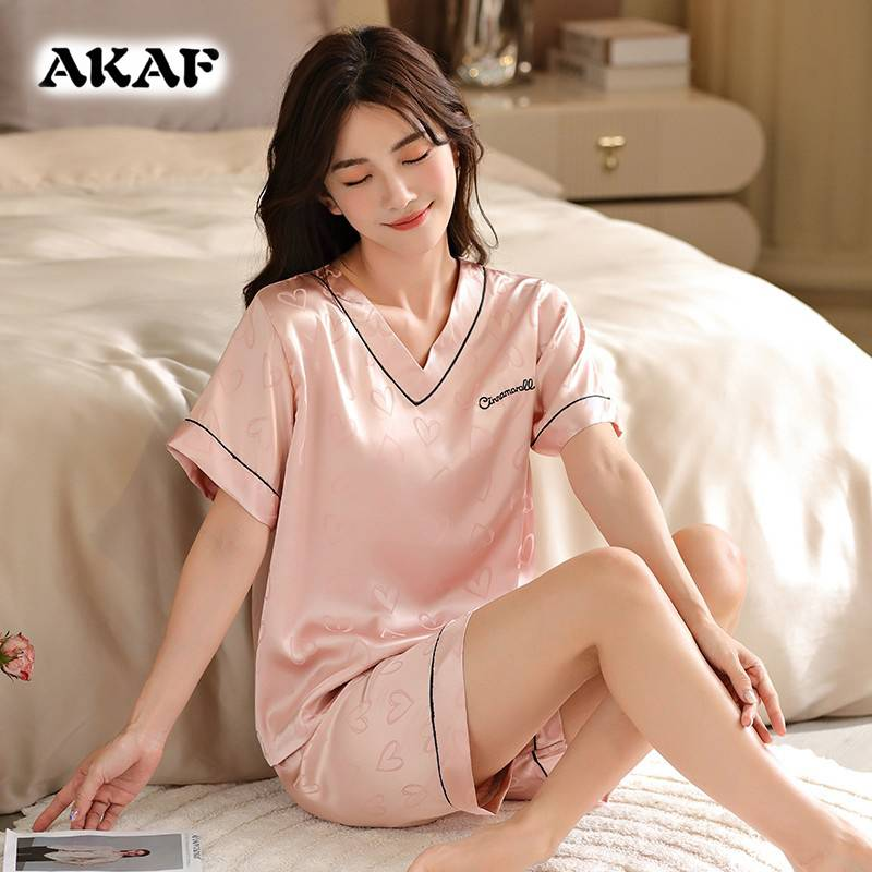 2025 Summer New Ice Silk Women's Pajama Set_voghion.com