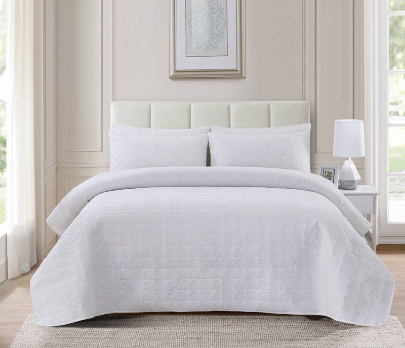 CG36 Bettbezug-Set mit geraden Kanten, quadratisch, geeignet für Schlafzimmer und Wohnzimmer (1 x Tagesdecke + 2 x Kissenbezüge, ohne Bettdecken- oder Kissenkern)_voghion.com