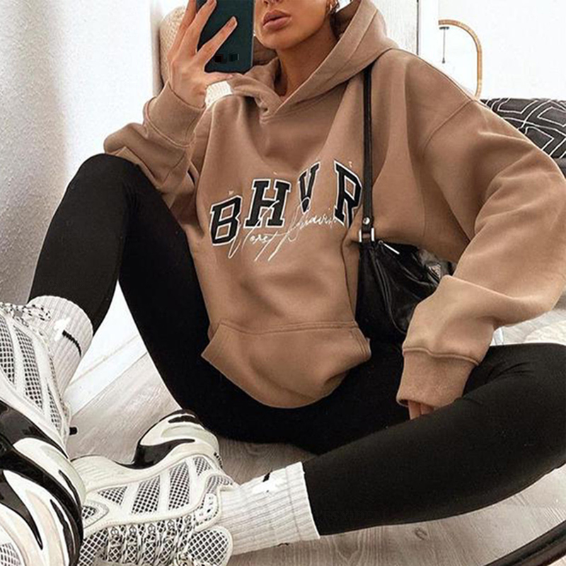 Women's Clothing Game Letter Printing Plus Fleece Warm Long Sleeve Hoodie_voghion.com